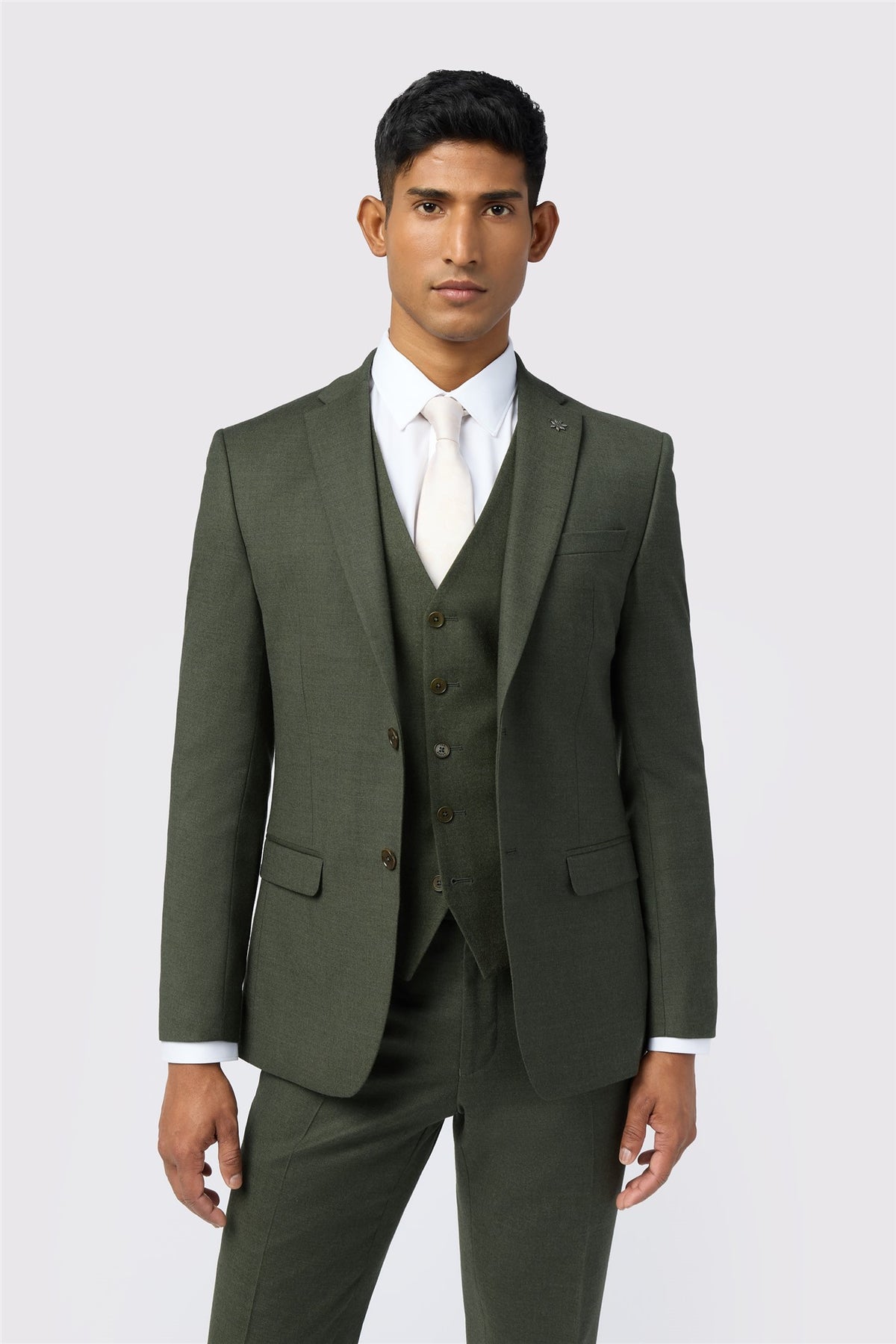 TED BAKER Slim Fit Lear Olive Flannel Suit 3pice