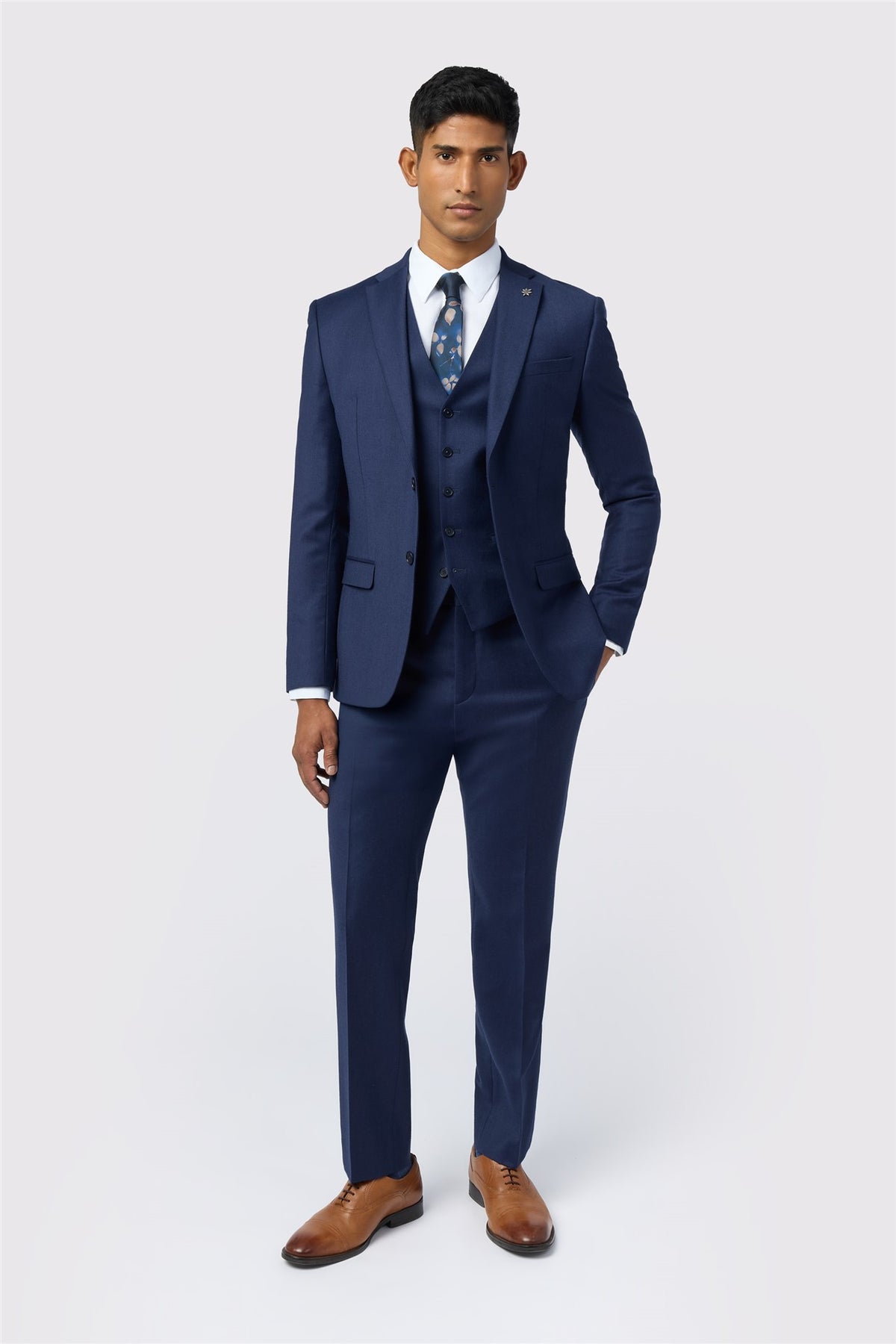 TED BAKER Slim Fit Keats Cobalt Flannel Suit 3p 38 To 50