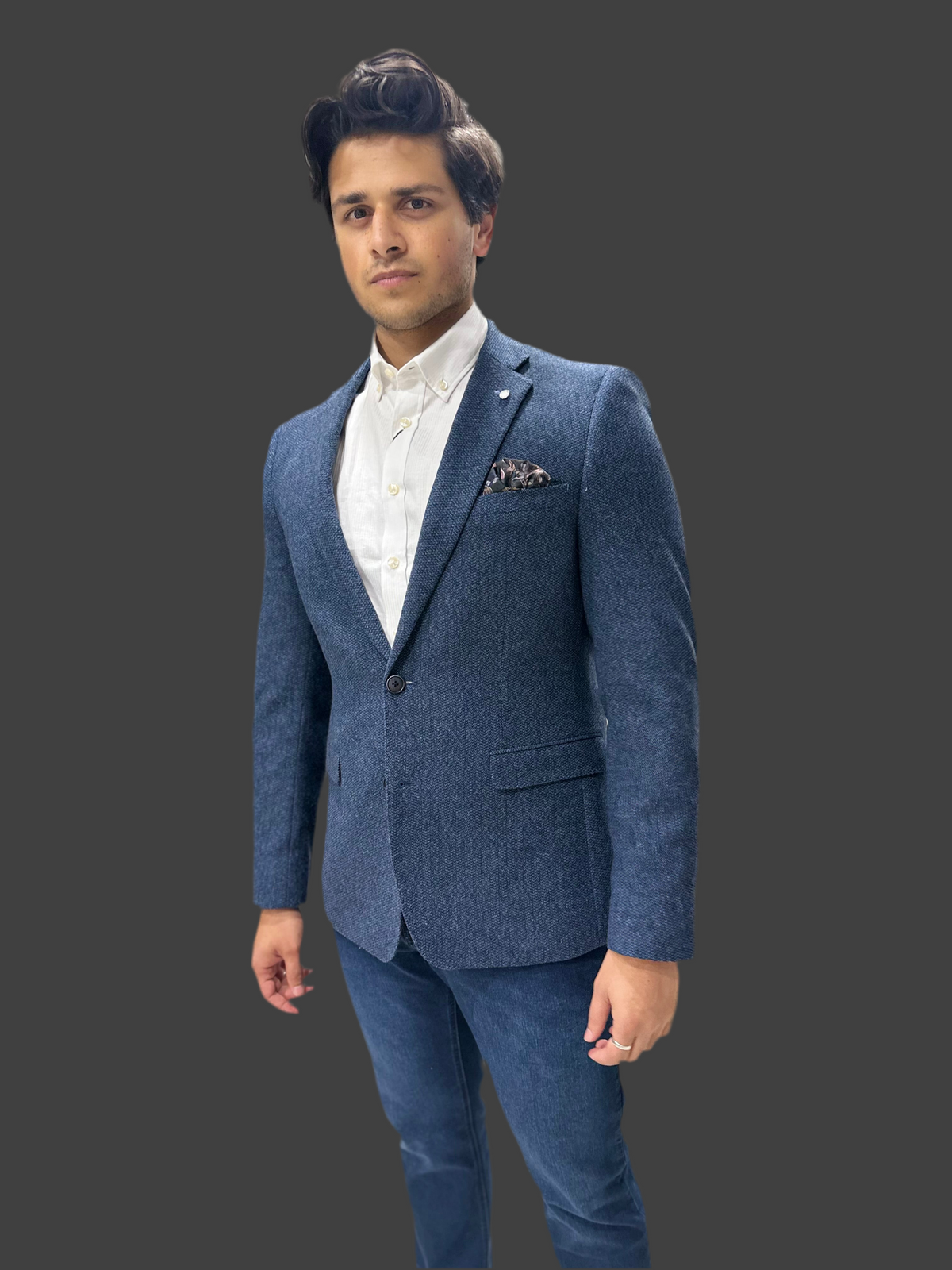 White Label Blue Tweed Blazer Jacket