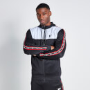 11 Degrees Colour Blocked Taped Piping Hoodie - Black/White
