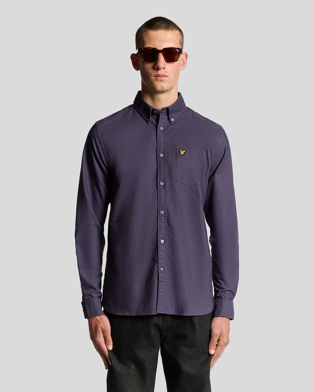 Lyle & Scott Cotton Button Down Oxford Shirt Graystone