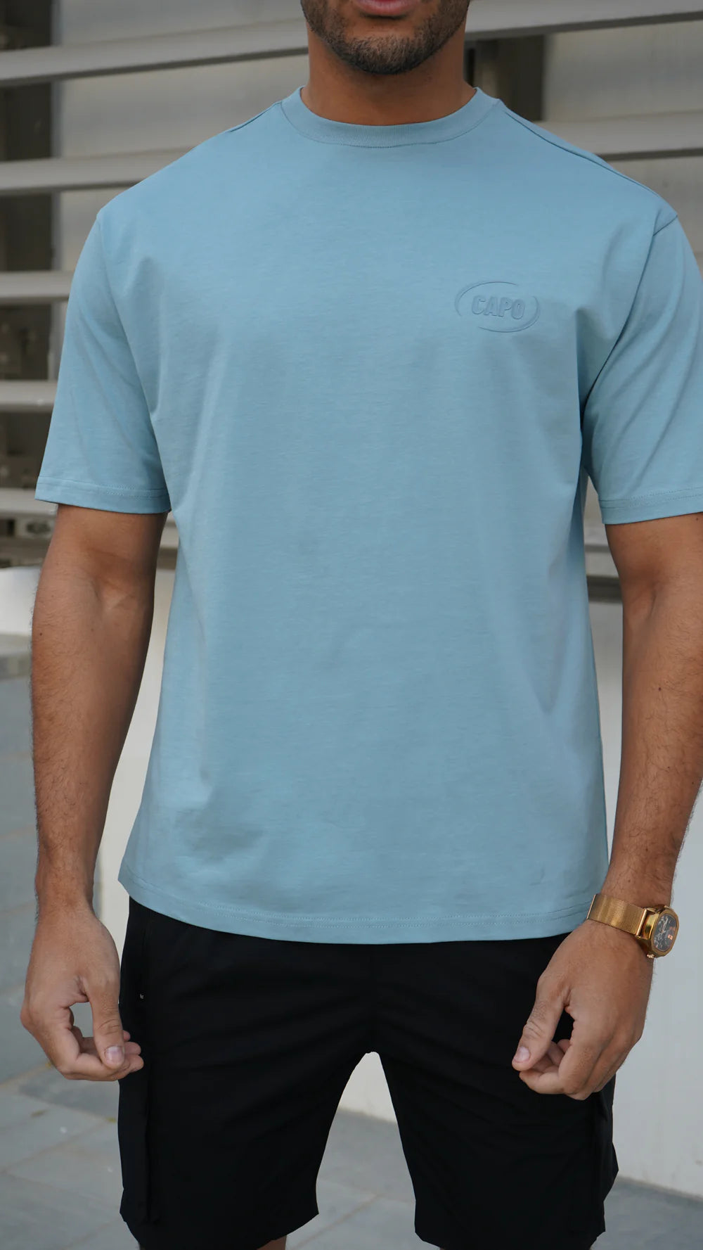 Capo Club Circular Print T-Shirt Powder blue