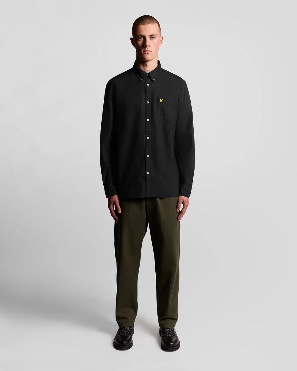LYLE & Scott Cotton Button Down Oxford Shirt Black