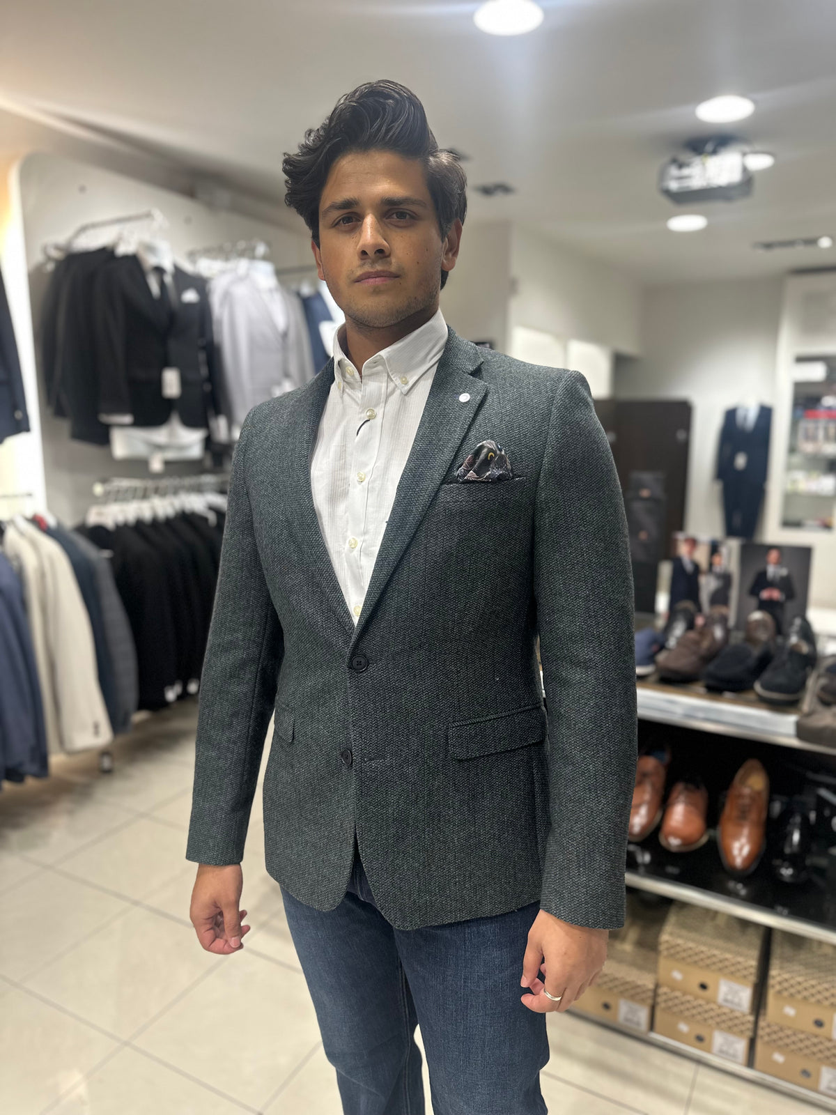 White Label Tweed Blazer Green