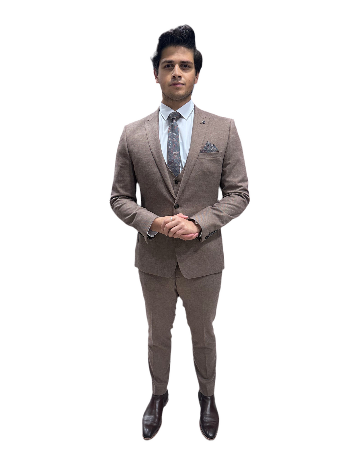 White Label Oliver TAUPE slim fit 3 PIECE SUIT