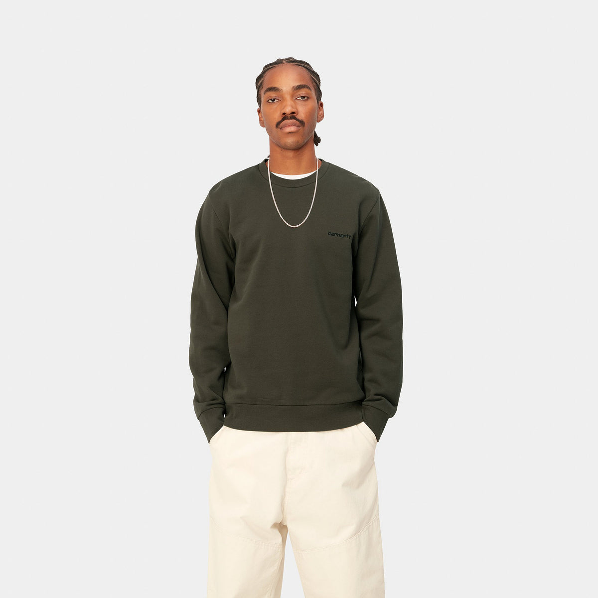 Carhartt WIP Script Embroidery Sweat Cypress