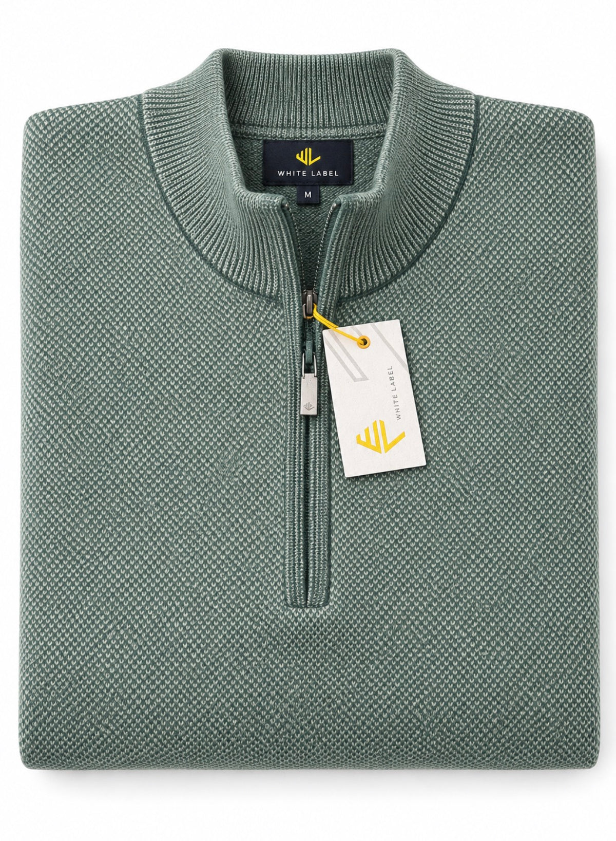 White Label 1/4 zip Cotton knit Dark Green