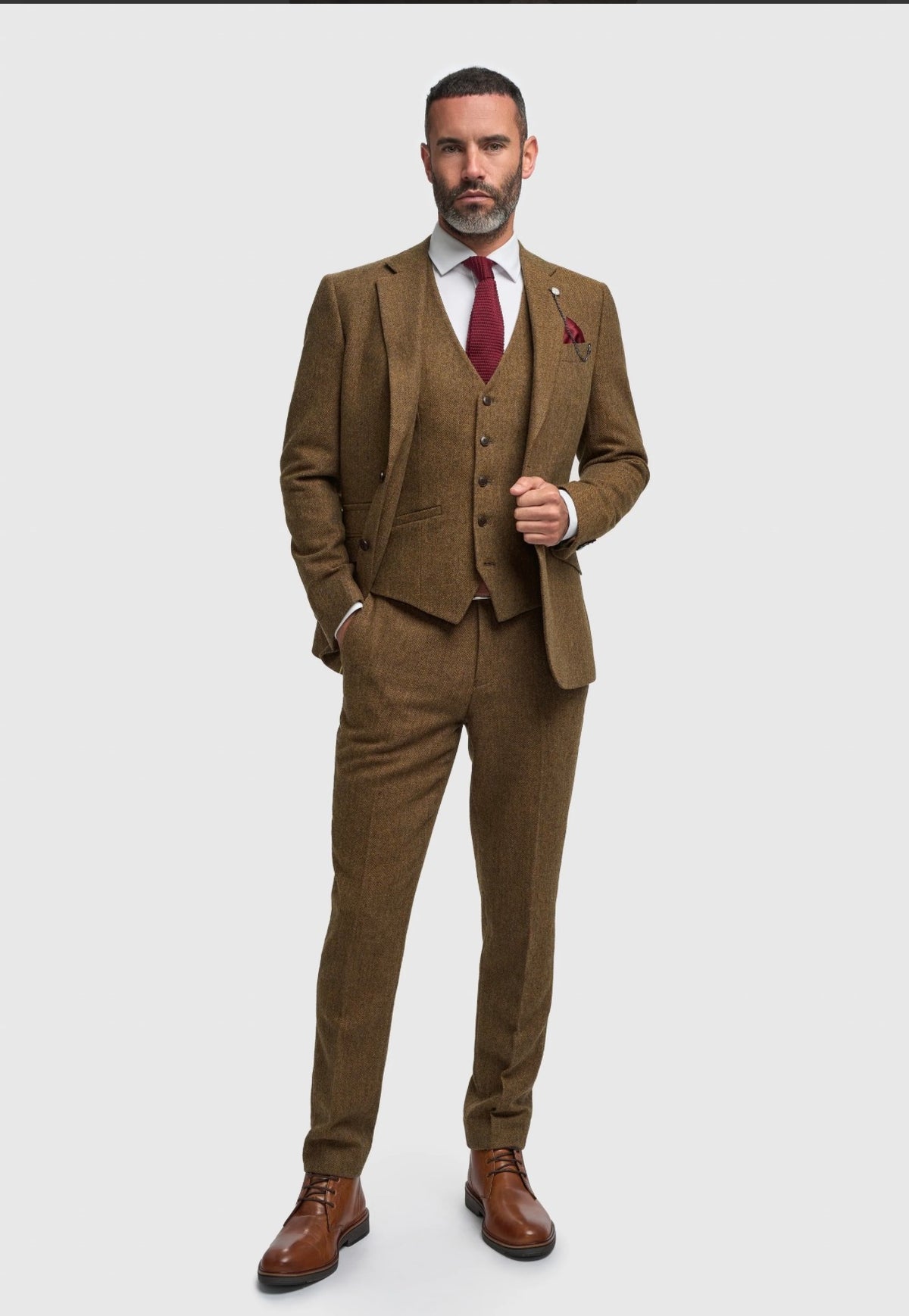 House of Cavani Brown Tweed 3 P suit