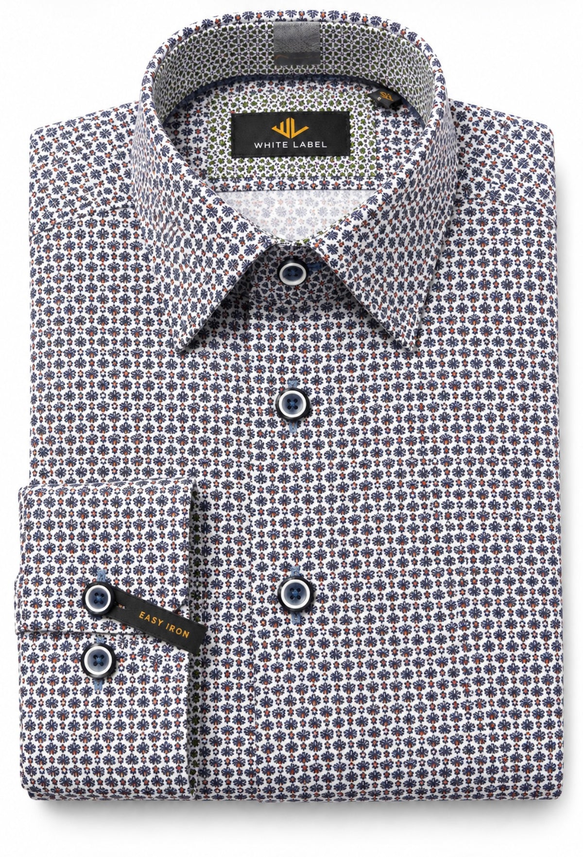 White Lable taper fit Pattern Shirt Wine navy