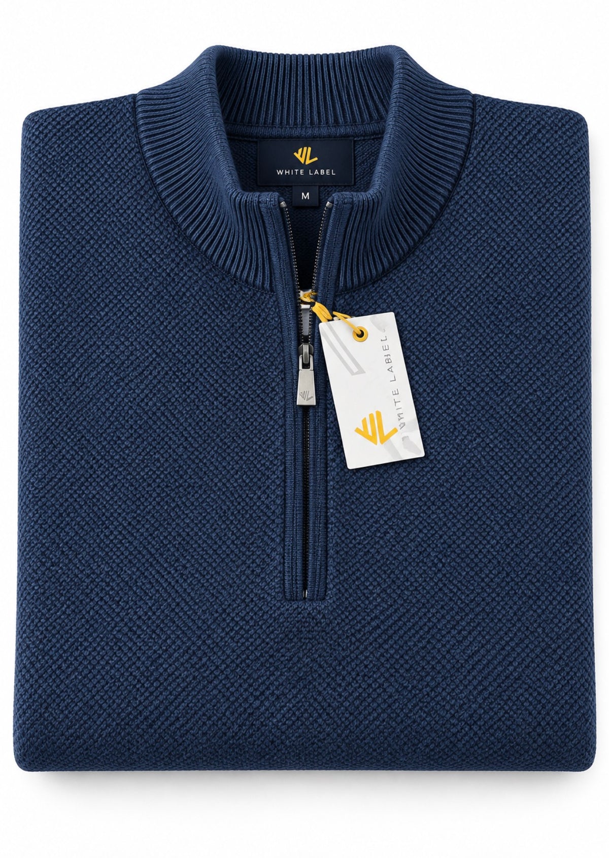 White lable 1/4 zip Cotton Knit Navy