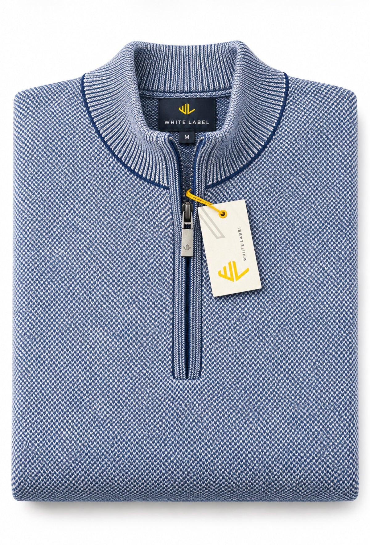 White Label 1/4 Zip Cotton Knit Mid Blue
