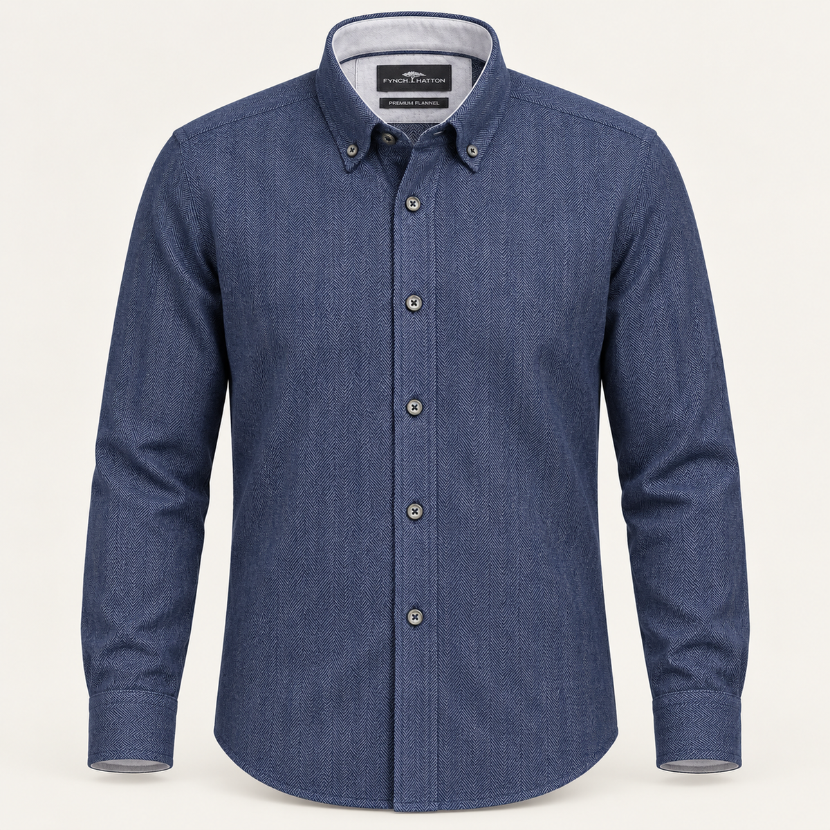 Fynch Hatton Cotton Flannel Navy Blue Shirt