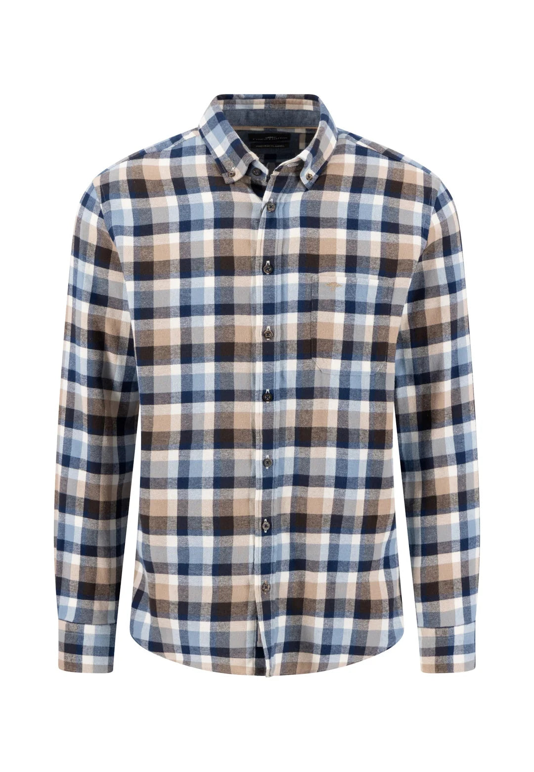 Fynch Hatton Cotton Flannel Shirt Blue / Cream/ Brown Shirt