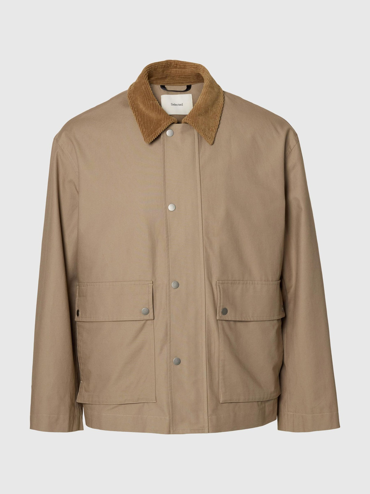 Selected Cotton Jacket Loose Fit Tan