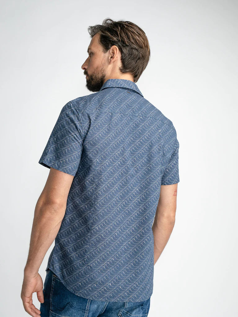 Petrol All-Over Print Shirt in Stone Blue