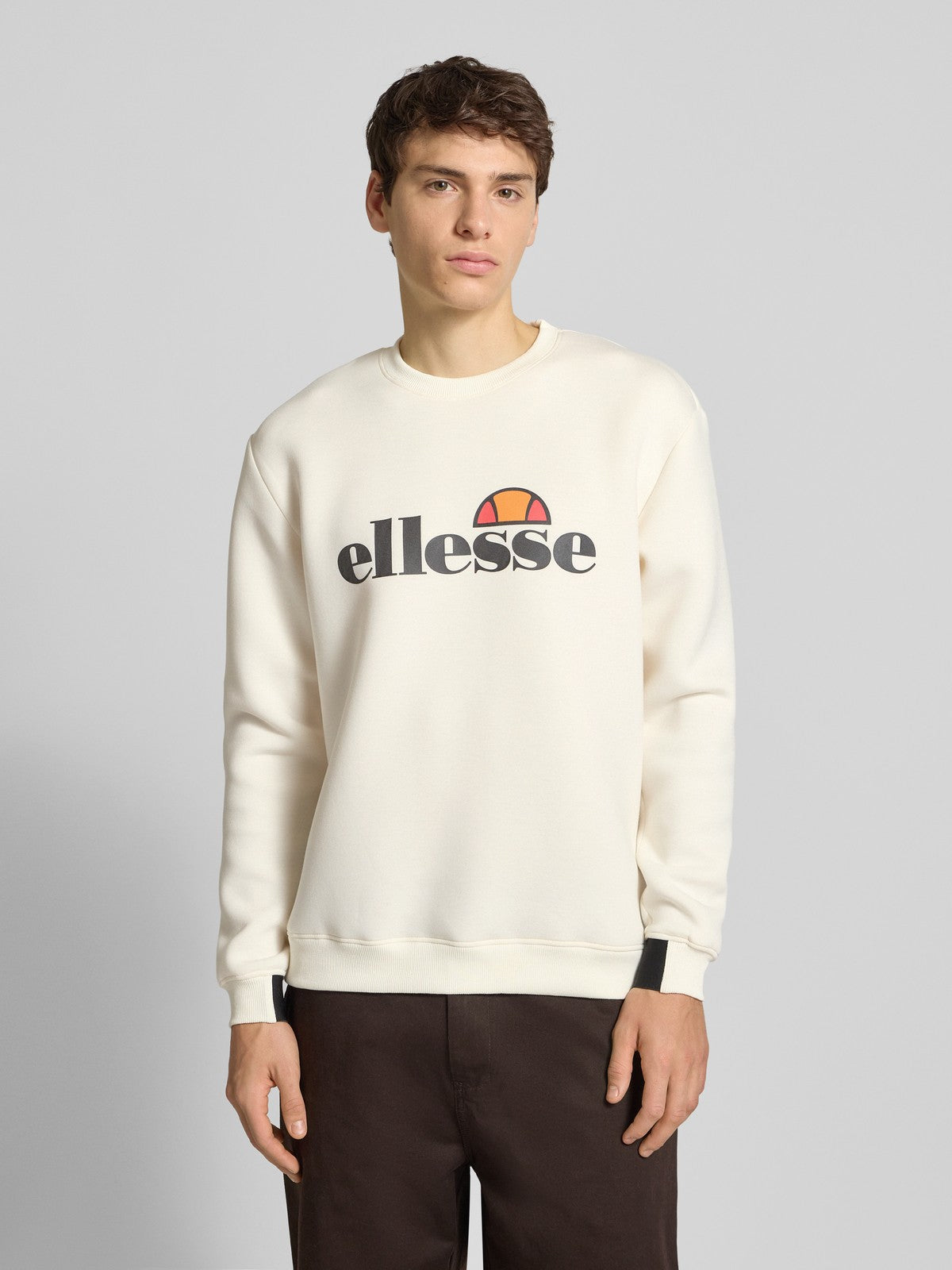 ELLESSE Sweatshirt with logo print, model 'CORVARO' in off-white