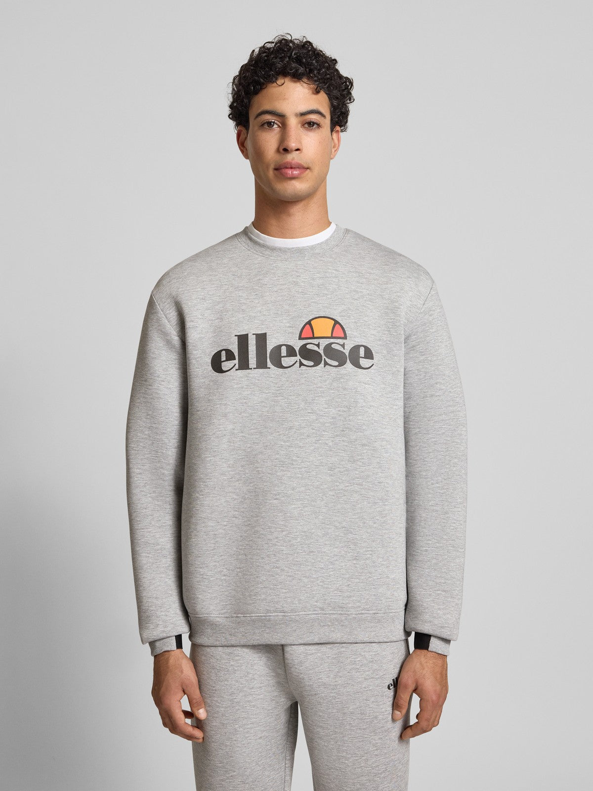 ELLESSE Sweatshirt with logo print, model 'CORVARO' in light gray