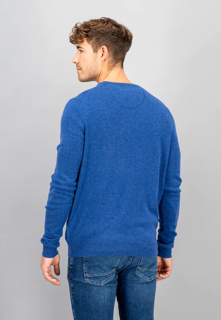 Fynch Hatton Marino Cashmere O-Neck Sweater - Wave Blue