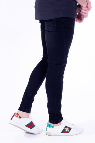 11 Degrees Super Stretch Distressed Skinny Jeans - Black