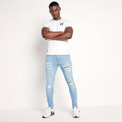 11 Degrees Sustainable Distressed Jeans Skinny Fit - Light Wash