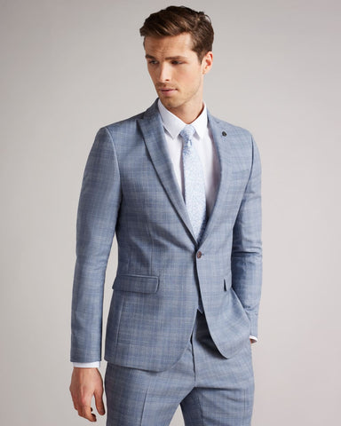 Ted Baker Slim Fit Pale Blue Check Suit